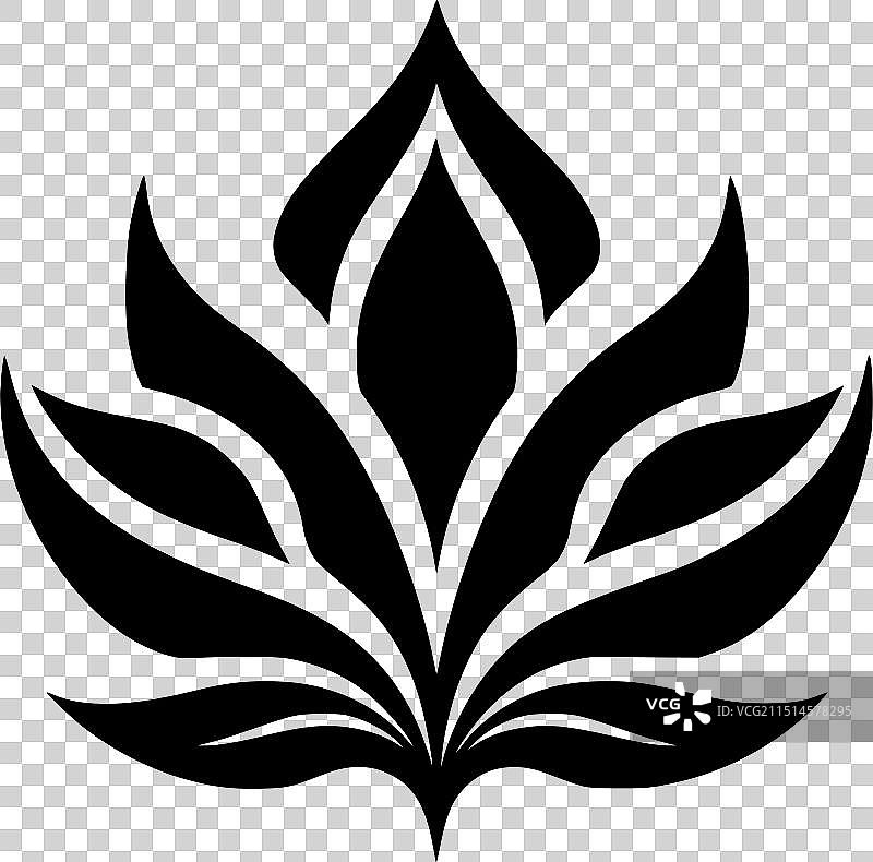 黑白莲花独立图标图片素材