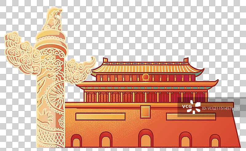 天安门华表中国风国潮风插画图片素材