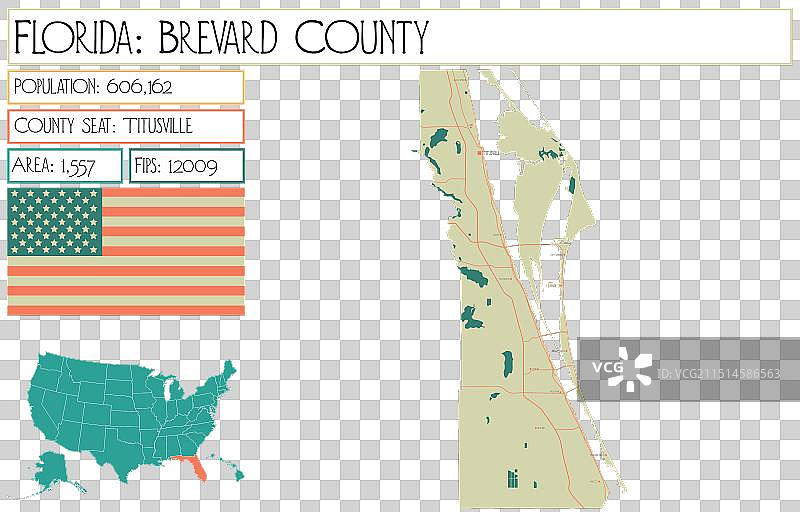 美国佛罗里达州布里瓦德县地图图片素材