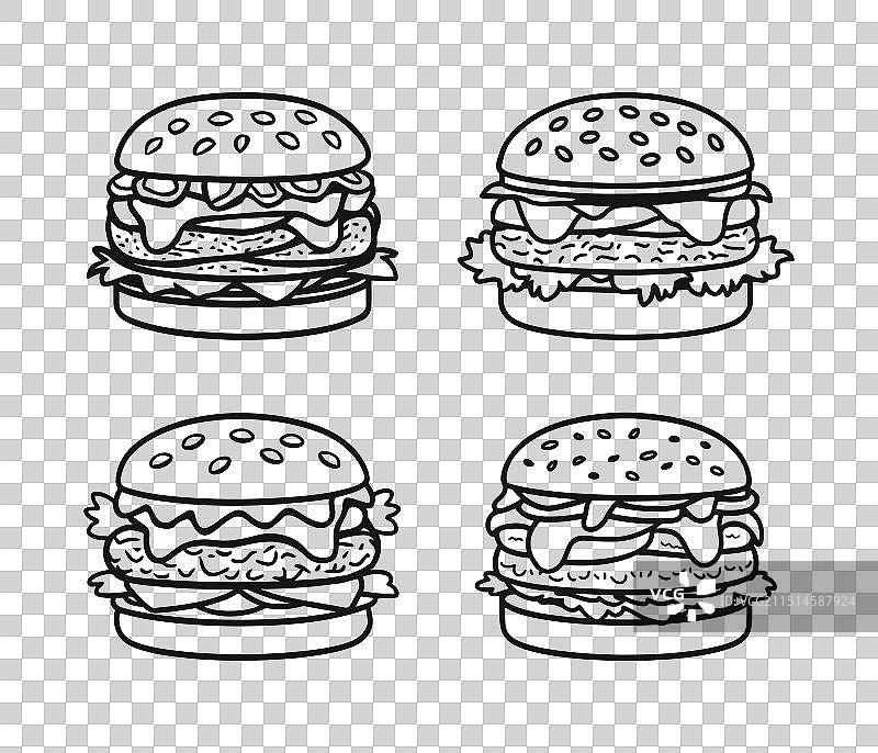 汉堡剪影图片素材