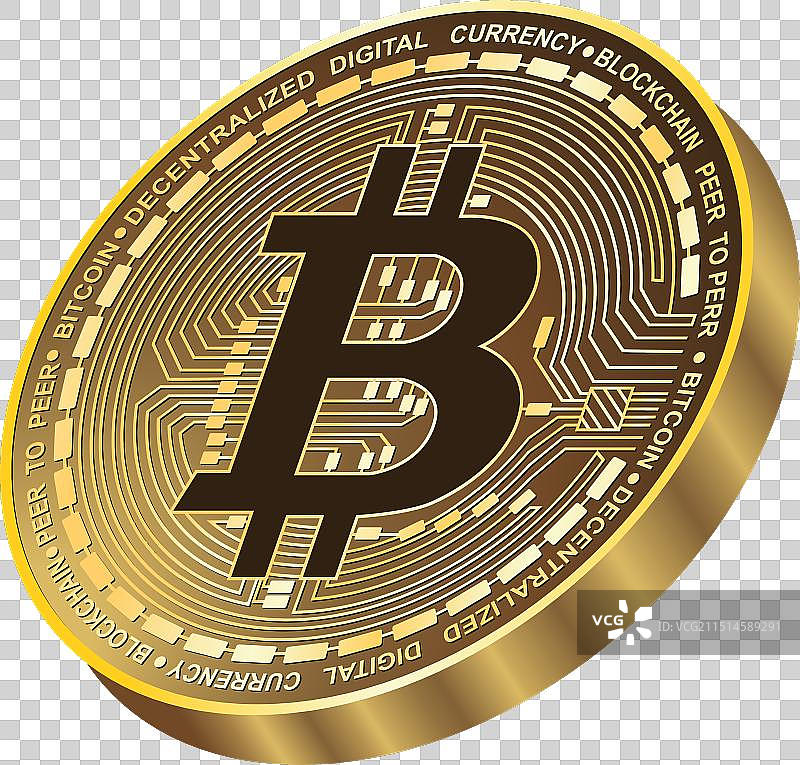 金色比特币3D隔离视图图片素材