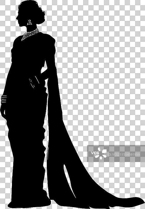 穿着印度纱丽的女人剪影图片素材