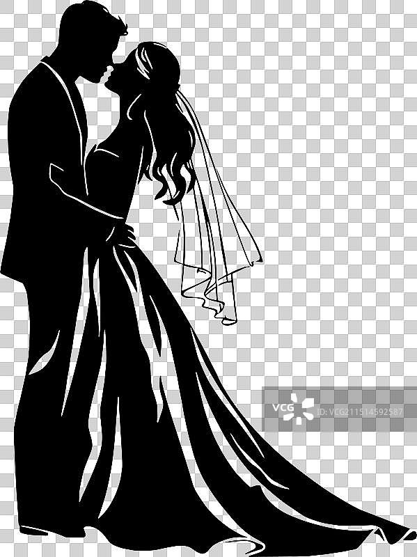 新娘和新郎的剪影图片素材