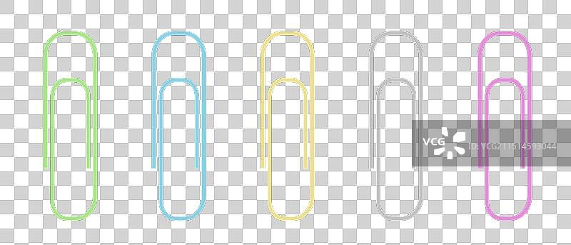 5种颜色的回形针图片素材