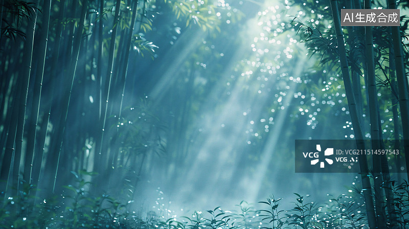 【AI数字艺术】清新竹林背景图片素材