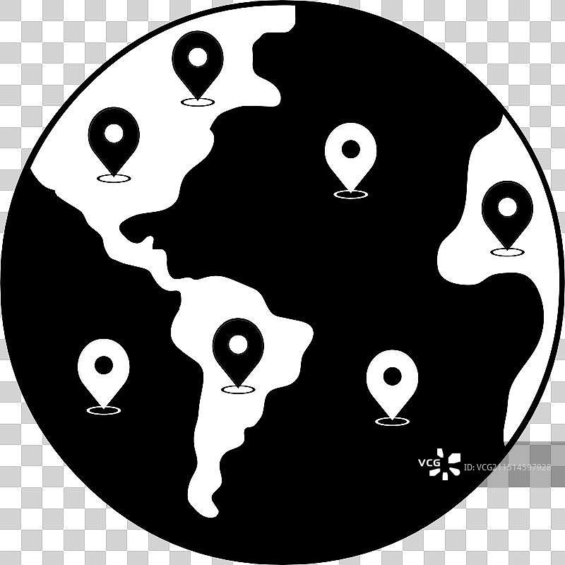 黑白地球GPS符号图标图片素材