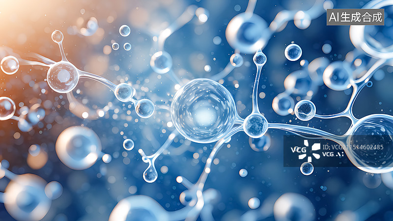 【AI数字艺术】微观世界下的分子结构物质图片素材