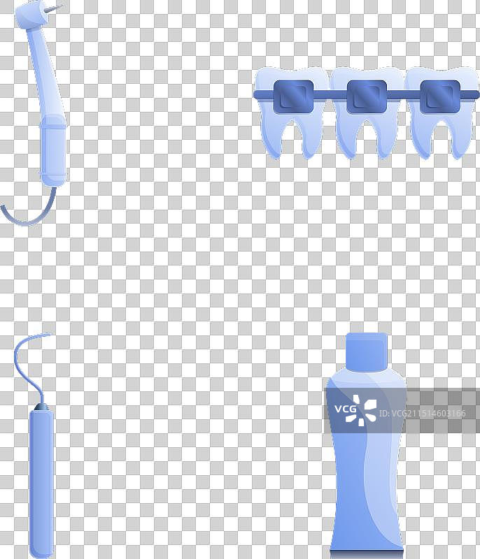 牙齿矫正器安装图标卡通套装图片素材