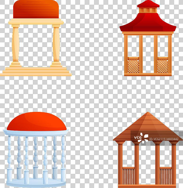 凉亭图标卡通图片素材