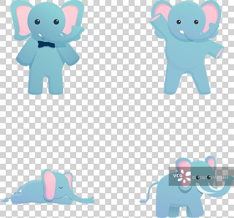 卡通可爱的小象图标集合图片素材