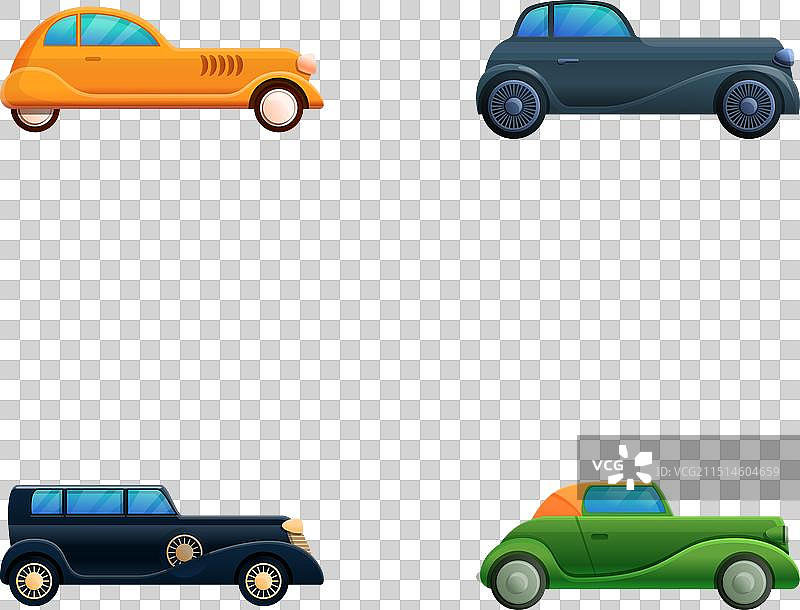 卡通复古老爷车图标合集图片素材