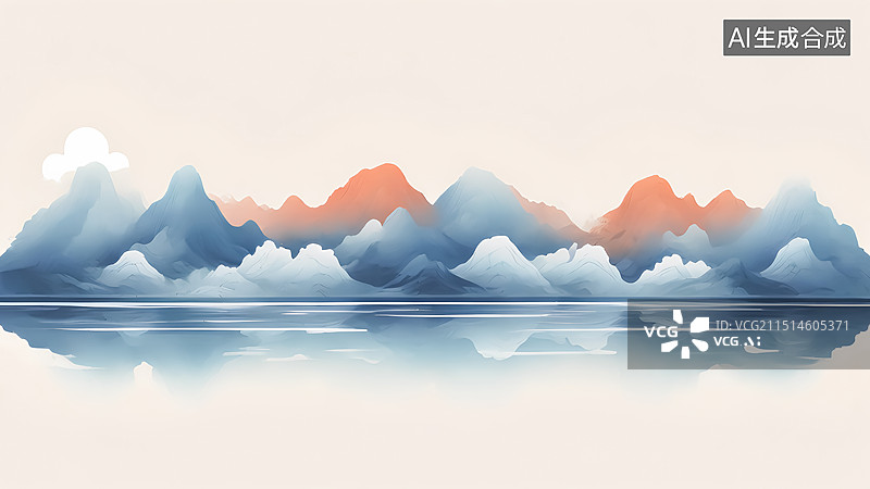 【AI数字艺术】国风山水插画图片素材