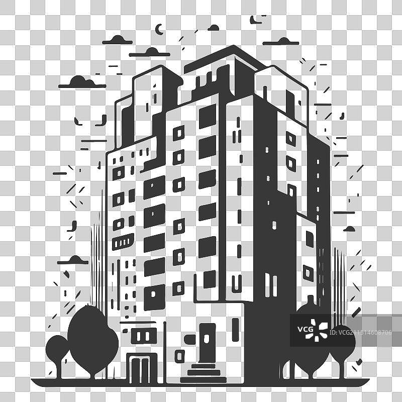 灰色城市公寓建筑图片素材