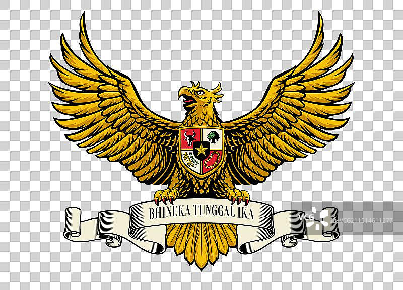 印尼加鲁达象征，手持空白缎带图片素材