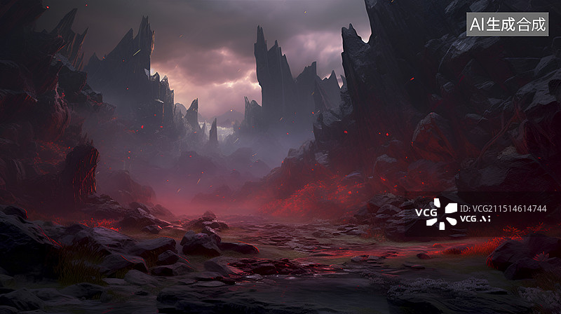 【AI数字艺术】电子游戏场景设计:峡谷图片素材
