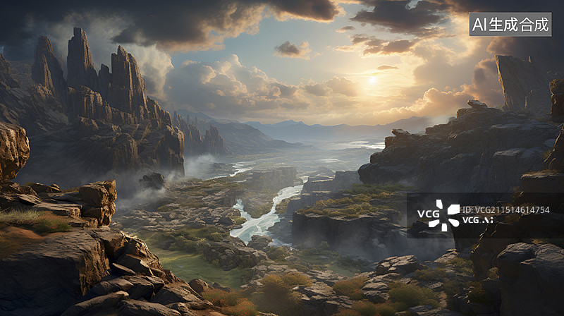 【AI数字艺术】电子游戏场景设计:峡谷图片素材