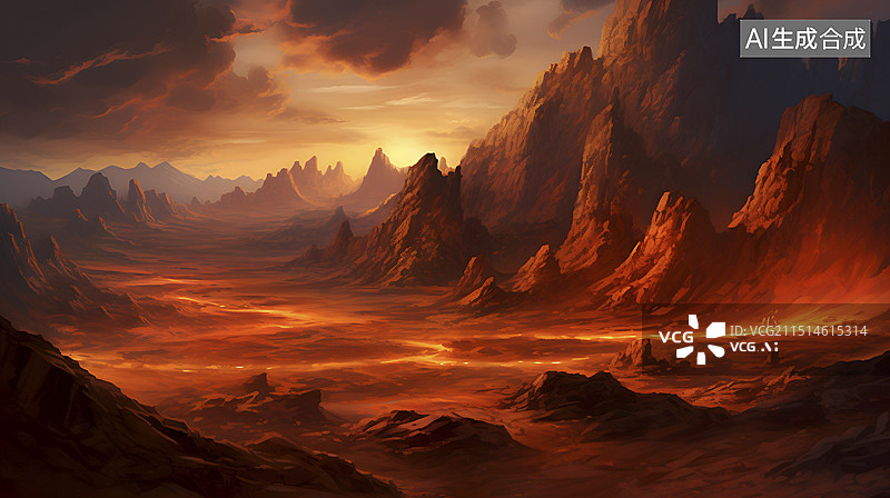 【AI数字艺术】电子游戏场景设计:火焰山图片素材