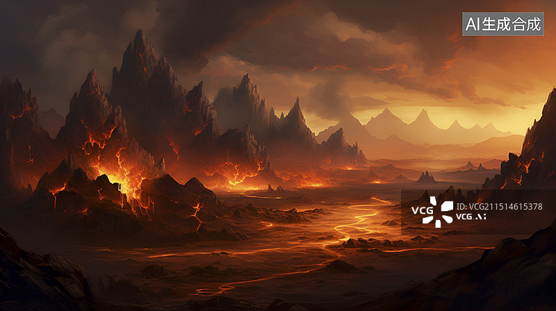【AI数字艺术】电子游戏场景设计:火焰山图片素材