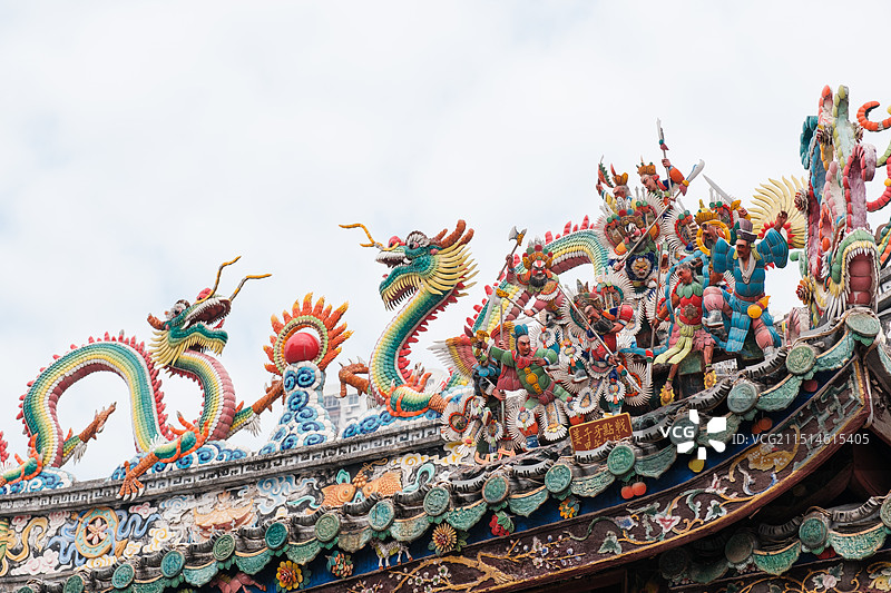 汕头观音庙屋顶脊饰（姜子牙点战）图片素材