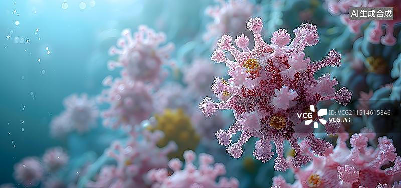 【AI数字艺术】病毒 细菌 生物医药科技背景图图片素材