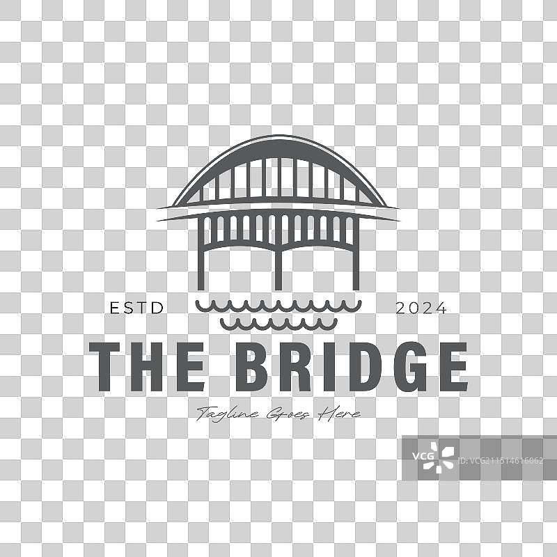 河流上的悬索桥或栈桥标志图片素材