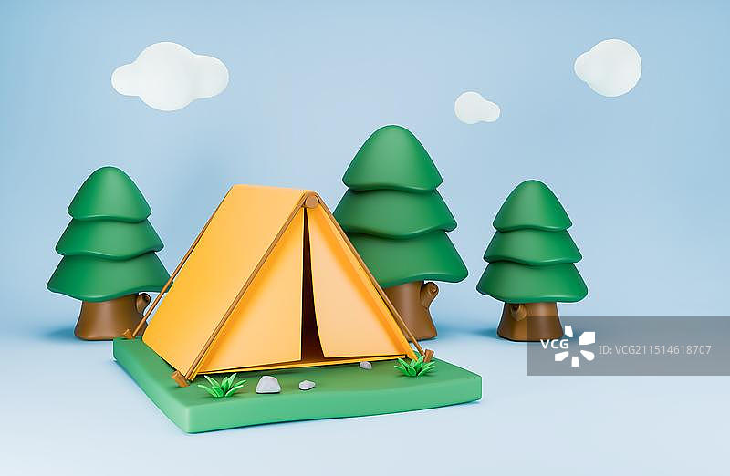3D立体元素露营出游出行旅行周末春游图片素材