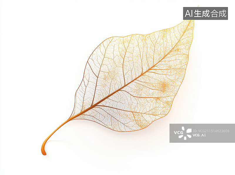 【AI数字艺术】秋叶脉络 - 单张叶子特写图片素材