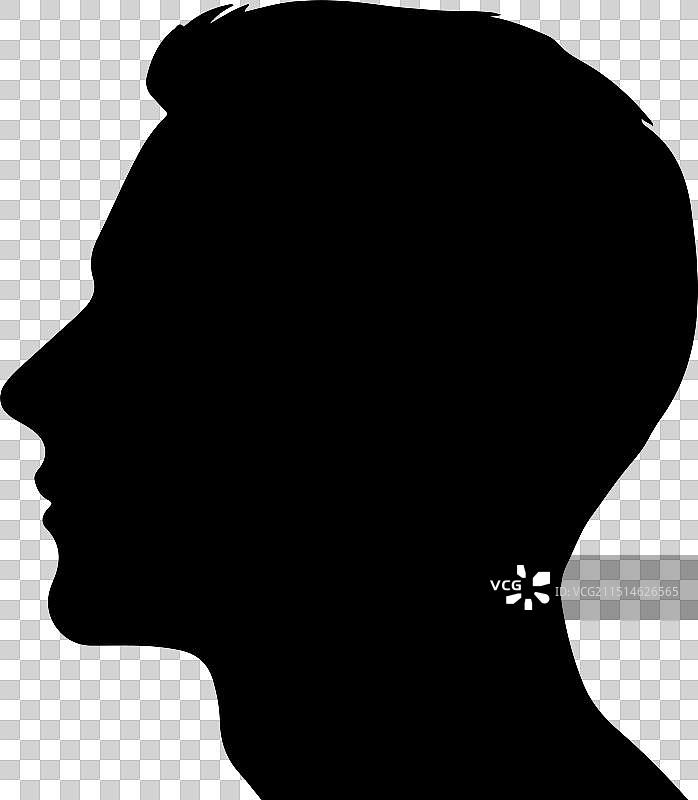 白色背景下的男性头部轮廓图片素材