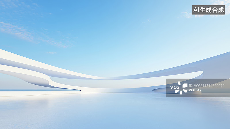【AI数字艺术】白色未来抽象建筑空间地面背景图片素材