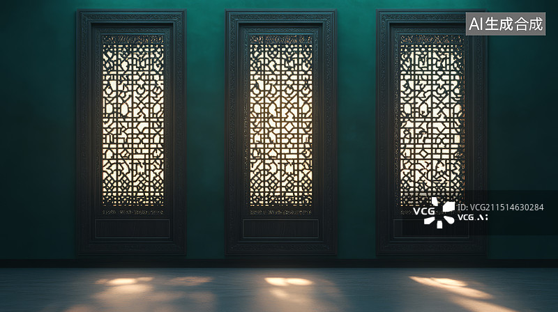 【AI数字艺术】古建筑屏风背景墙图片素材