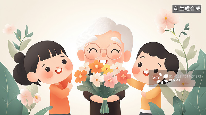 【AI数字艺术】祖孙三代温馨亲情场景图片素材