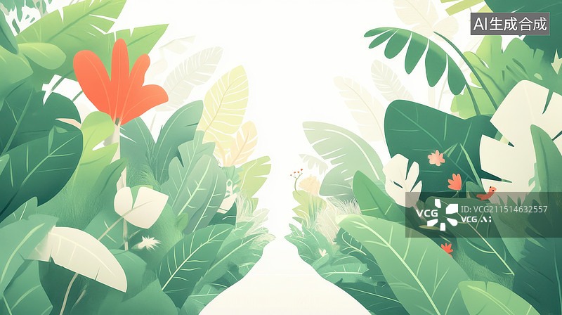 【AI数字艺术】清新森林走道图片素材