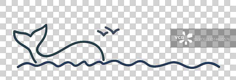 带蓝色海洋的鲸鱼符号图片素材