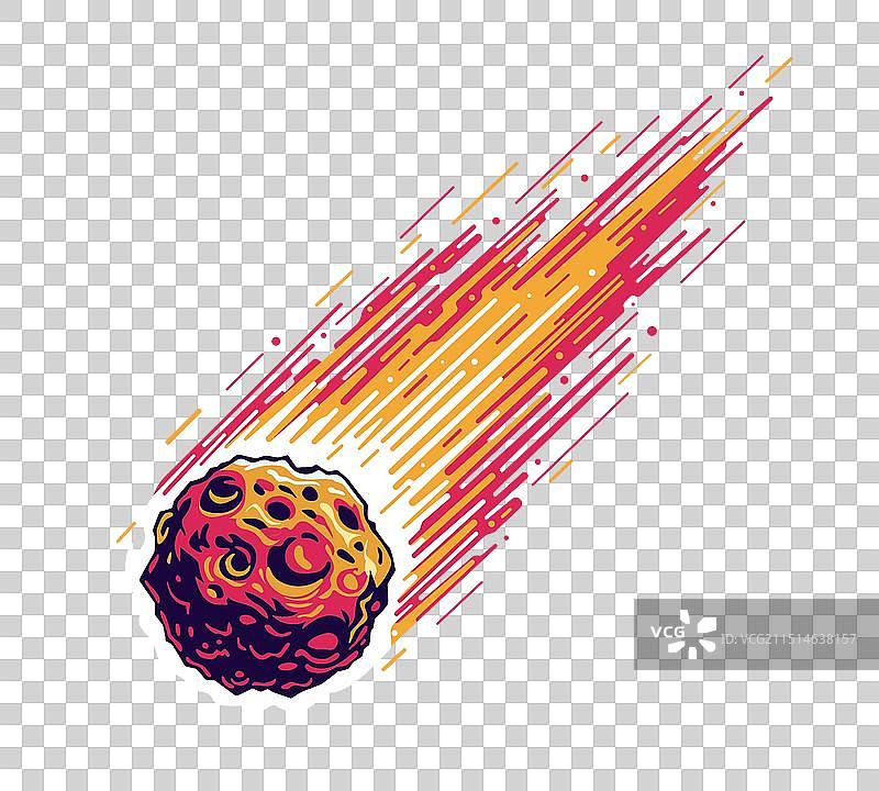 带火焰尾巴的陨石或小行星图片素材