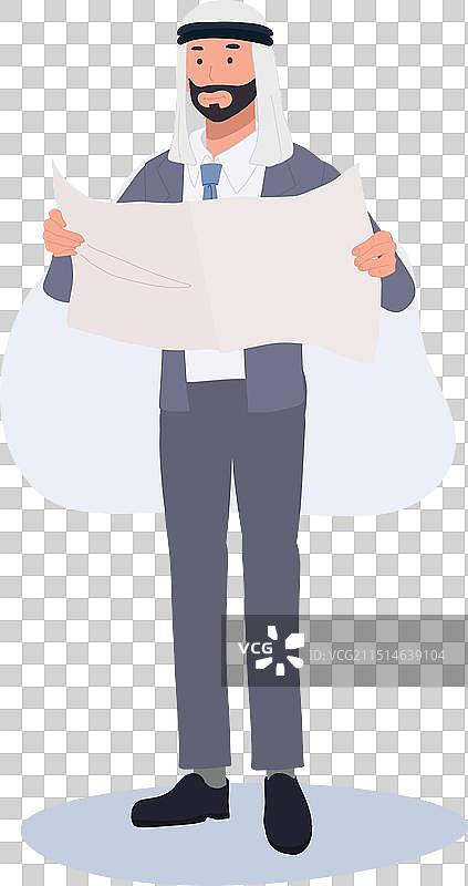 阅读报纸的阿拉伯商人图片素材