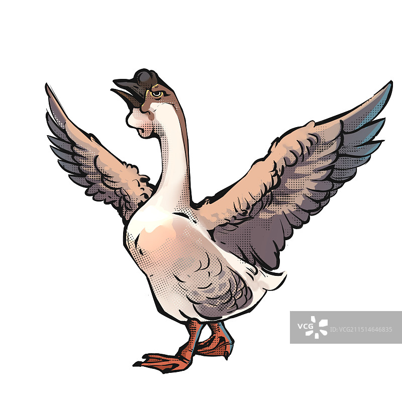 狮头鹅中国风手绘元素图片素材