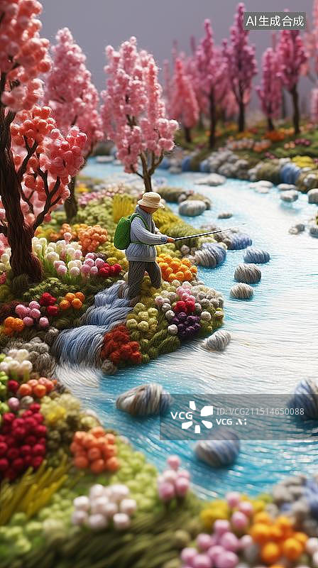 【AI数字艺术】秋日户外羊毛毛毡编织风格登山徒步图片素材