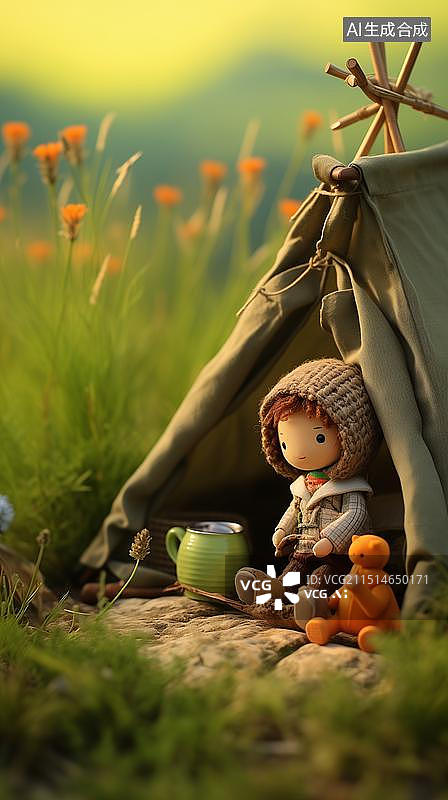 【AI数字艺术】秋日户外羊毛毛毡编织风格登山徒步图片素材