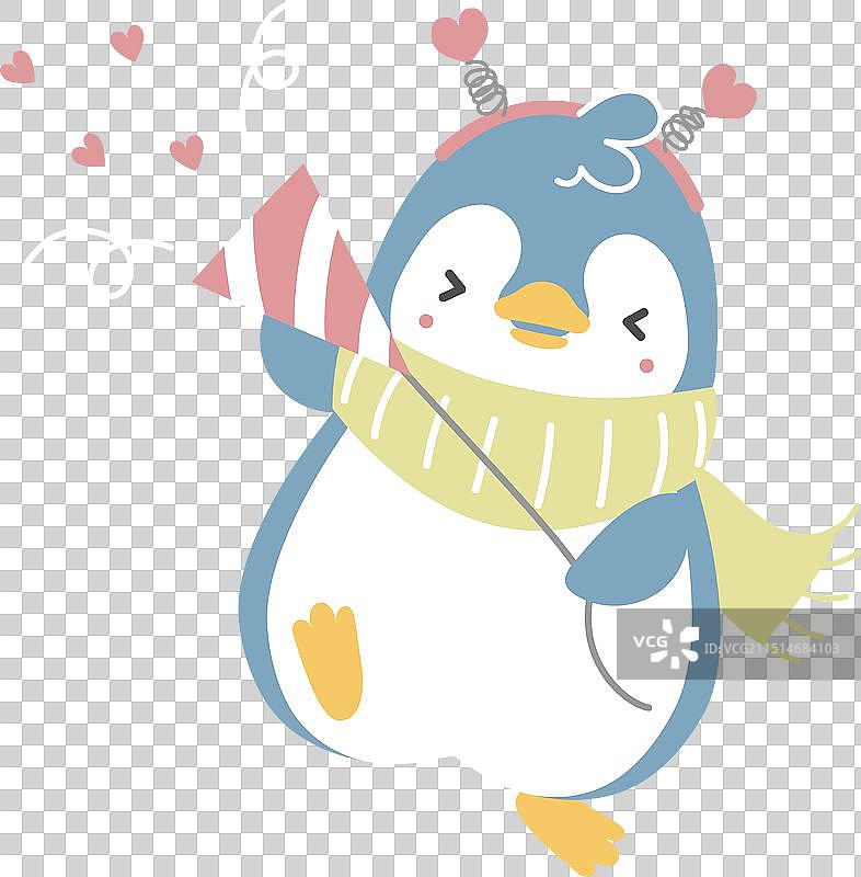 拿着派对彩炮的企鹅图片素材