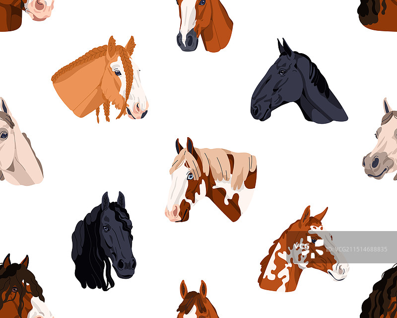 骏马图案无缝背景设计图片素材