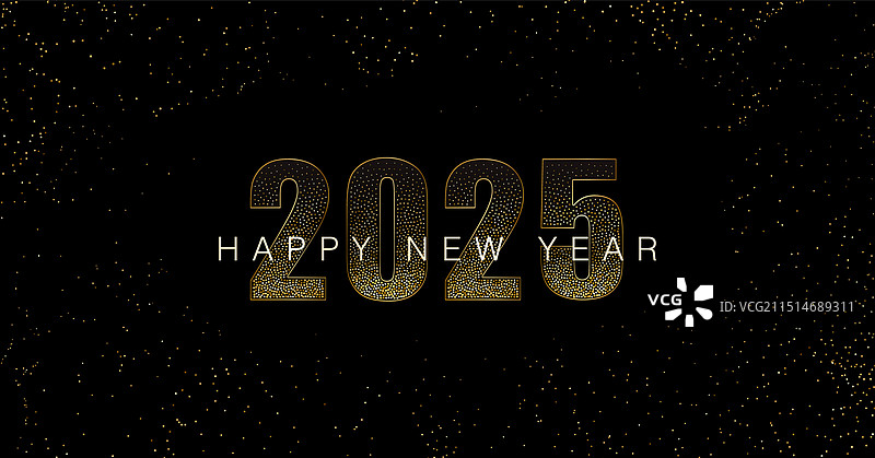 2025新年抽象炫彩金色波浪图片素材