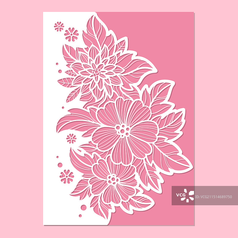 镂空花叶明信片图片素材