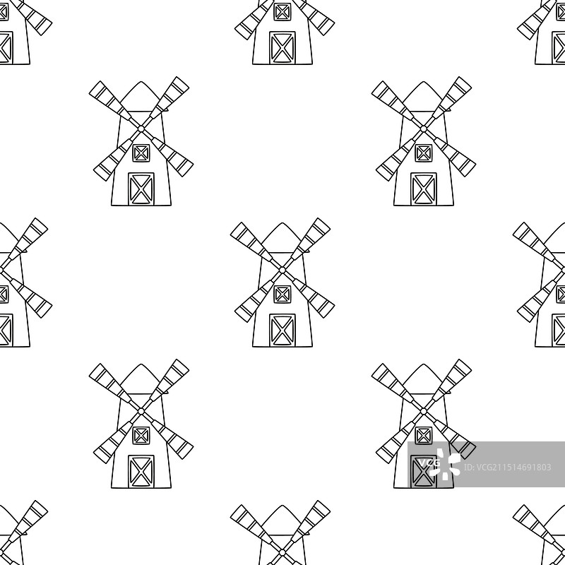 风车轮廓无缝图案图片素材