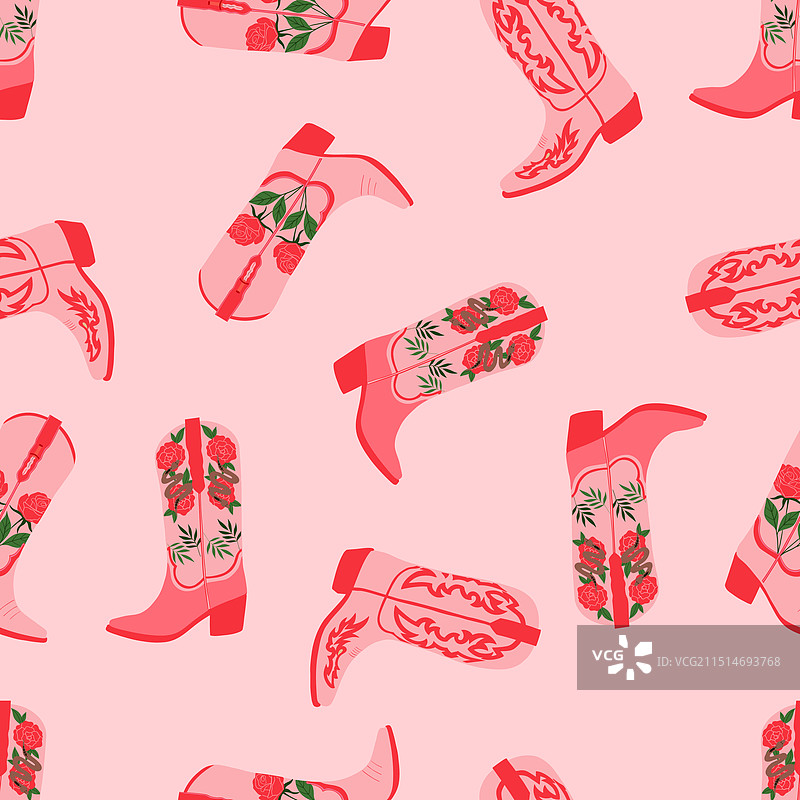 牛仔靴无缝图案图片素材