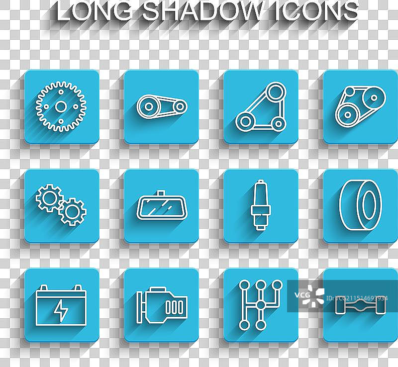 汽车电池、发动机检查和换档杆套装图片素材