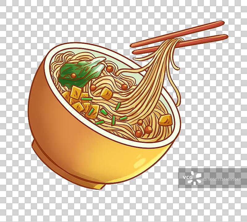 手绘面条美食插画元素图片素材