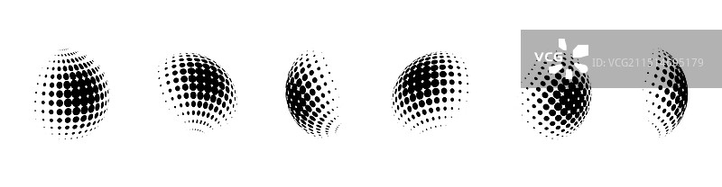 3D球体透视虚线半色调图片素材