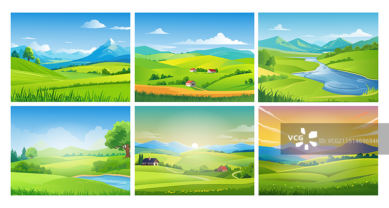 绿色夏季自然村落风景图片素材