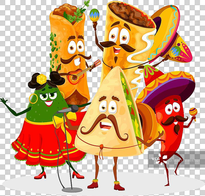 墨西哥风味美食舞蹈卡通人物图片素材