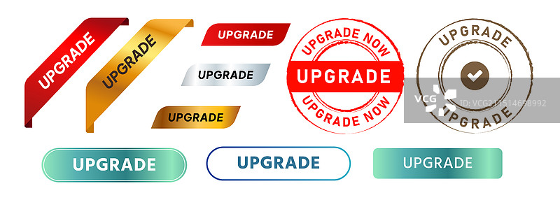 升级印章收藏水印图标红绿色图片素材